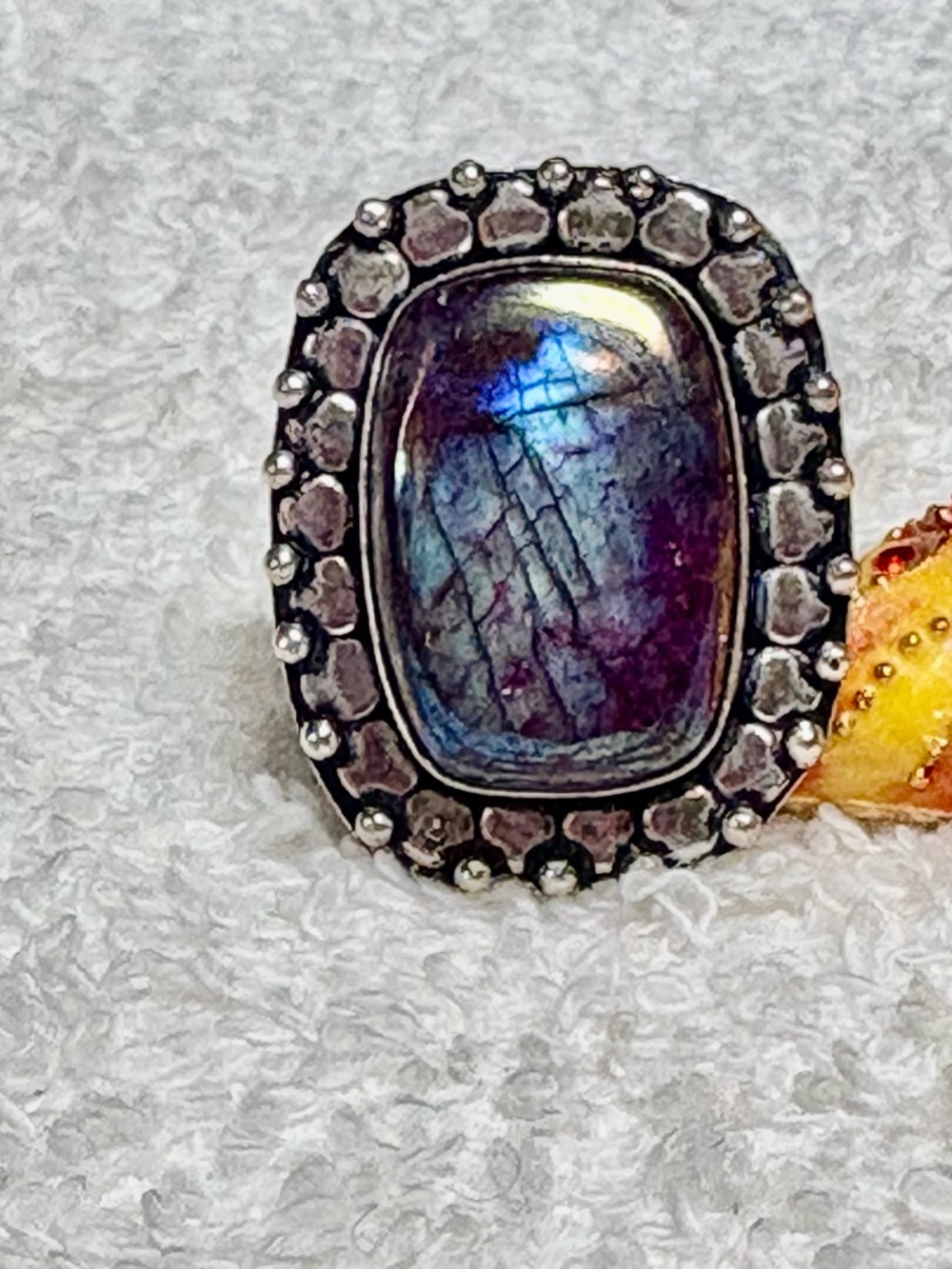 Titanium Aura Quartz Statement Ring in Iridescent Blue-Purple - Women Jewelry